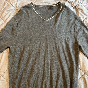 Cashmere Large Gray V Neck Sweater